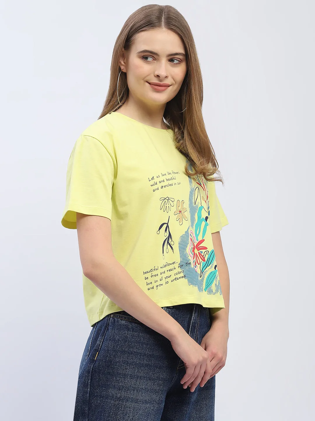 Madame Graphic Print Neon Green Regular T-Shirt