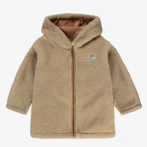 Manteau long beige en fausse fourrure, bébé || Long beige faux fur coat, baby