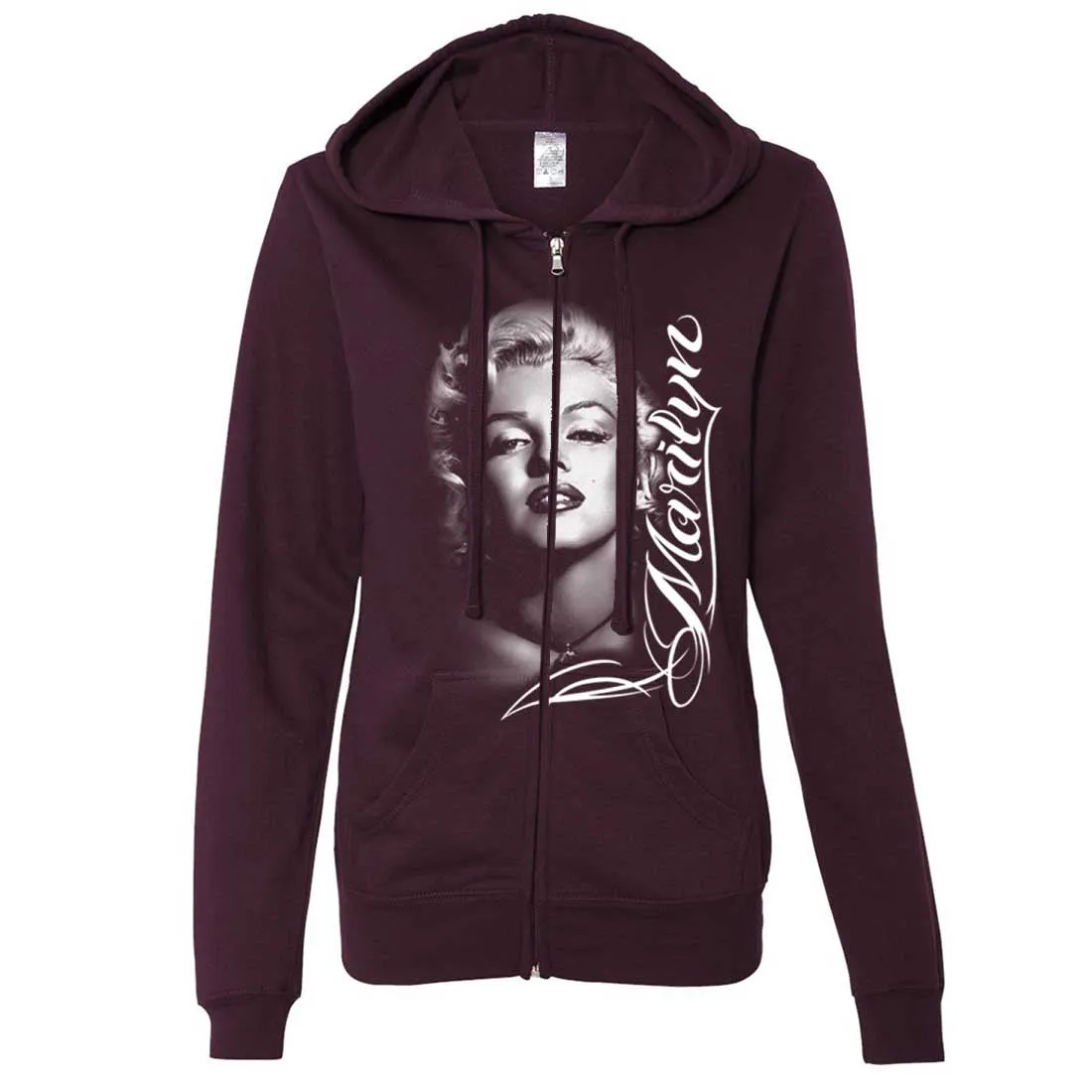 Marilyn Monroe Portrait Signature Ladies Fitted Zip-Up Hoodie