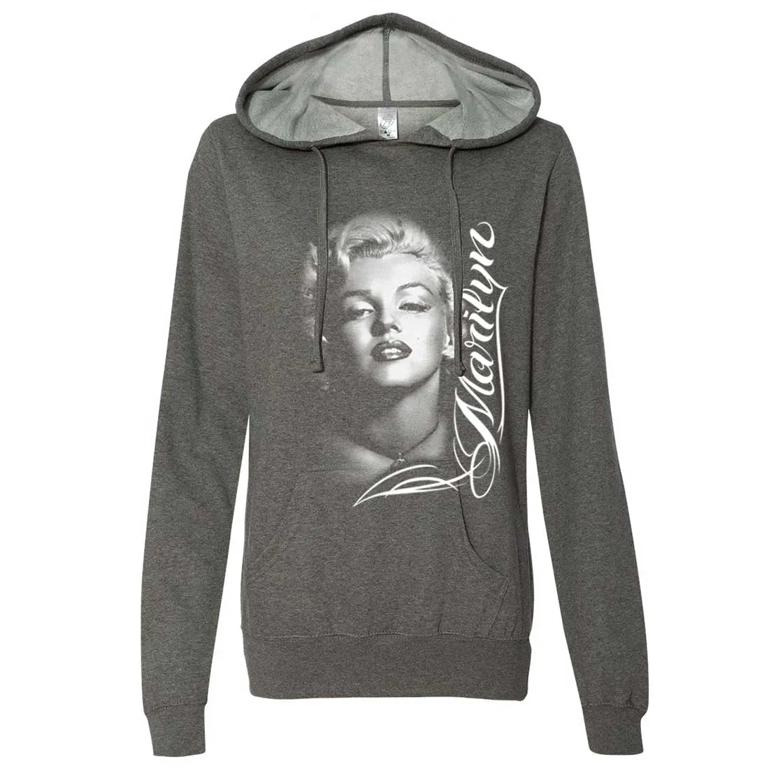 Marilyn Monroe Portrait Signature Ladies Lightweight Fitted Hoodie
