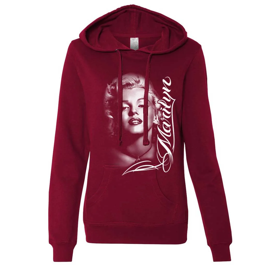 Marilyn Monroe Portrait Signature Ladies Lightweight Fitted Hoodie