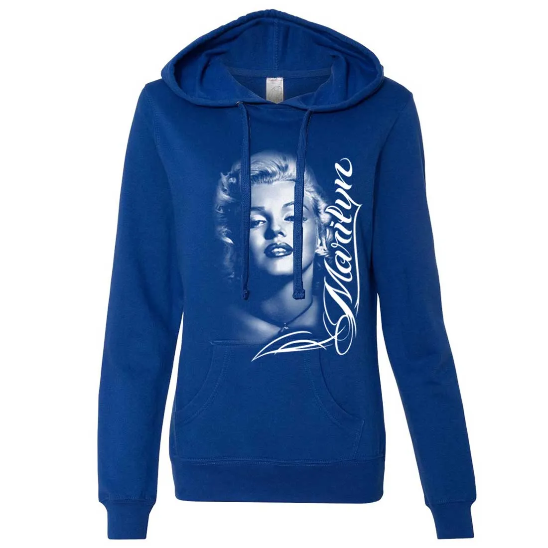 Marilyn Monroe Portrait Signature Ladies Lightweight Fitted Hoodie
