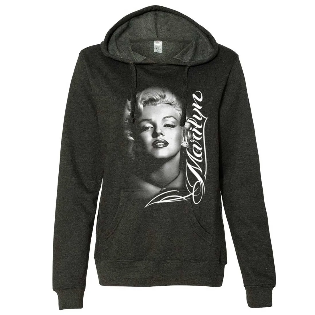 Marilyn Monroe Portrait Signature Ladies Lightweight Fitted Hoodie