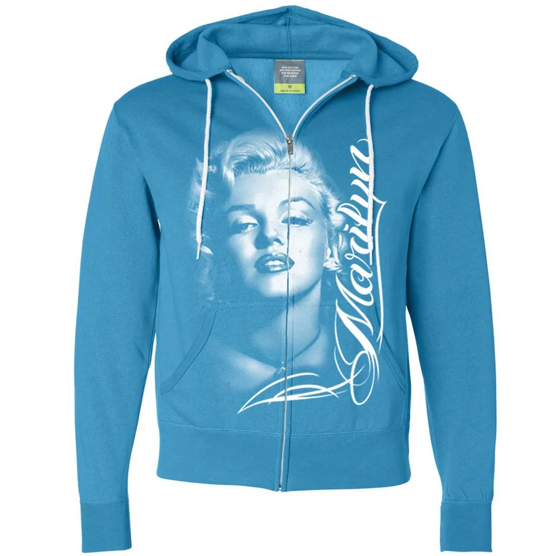 Marilyn Monroe Portrait Signature Zip-Up Hoodie