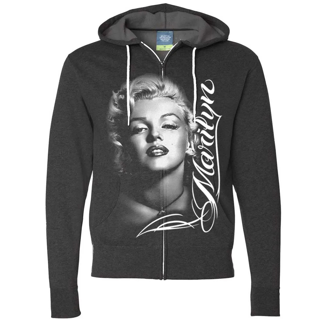 Marilyn Monroe Portrait Signature Zip-Up Hoodie