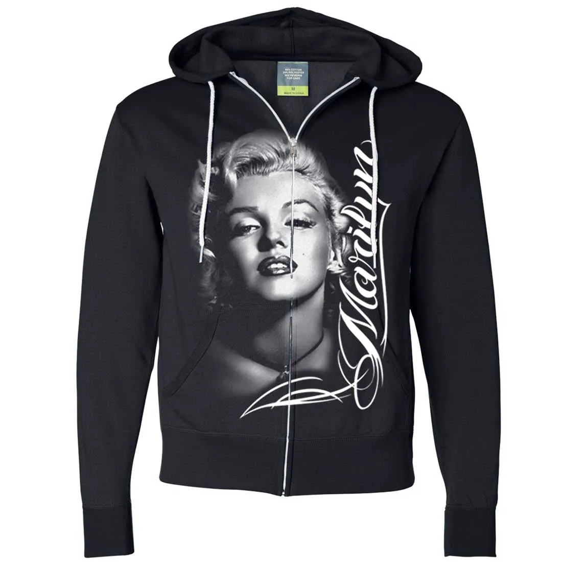 Marilyn Monroe Portrait Signature Zip-Up Hoodie