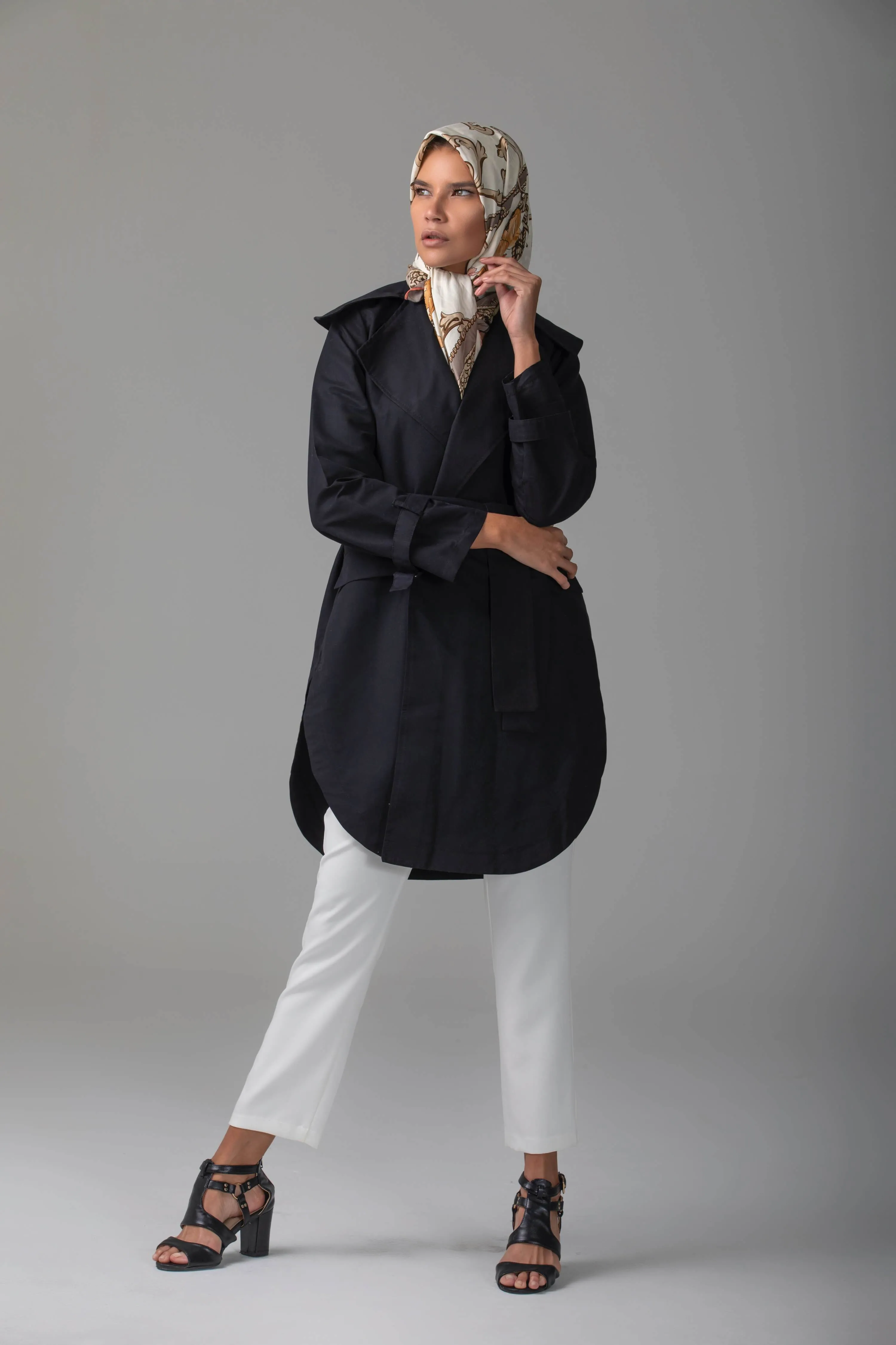 Maya Short Trench Coat | Black
