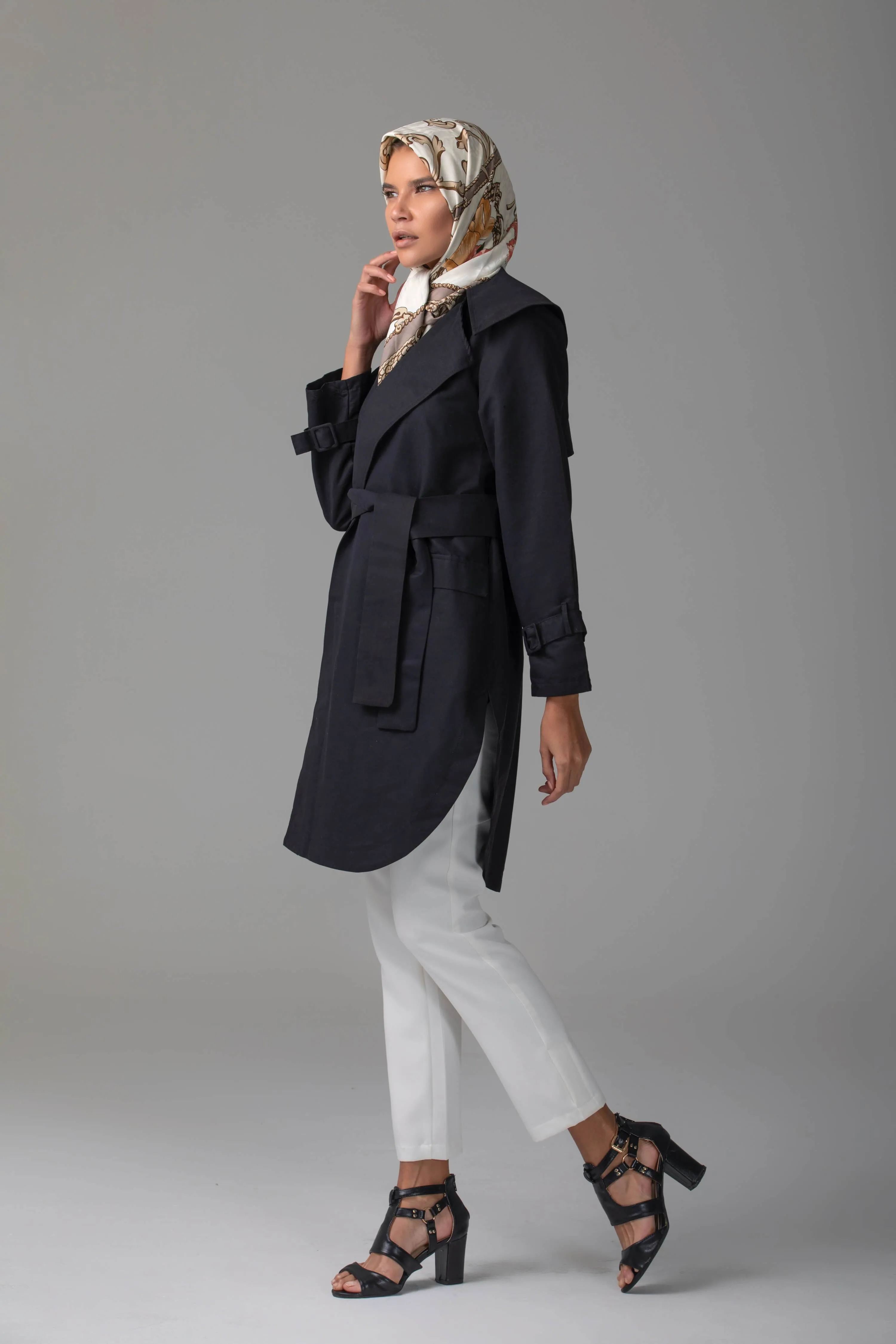Maya Short Trench Coat | Black
