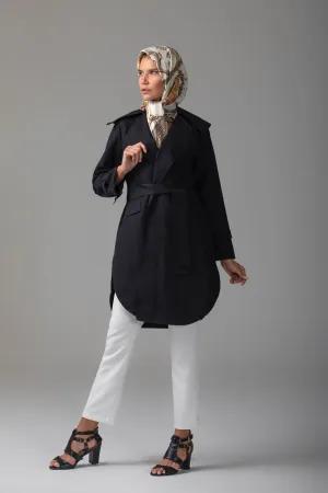 Maya Short Trench Coat | Black