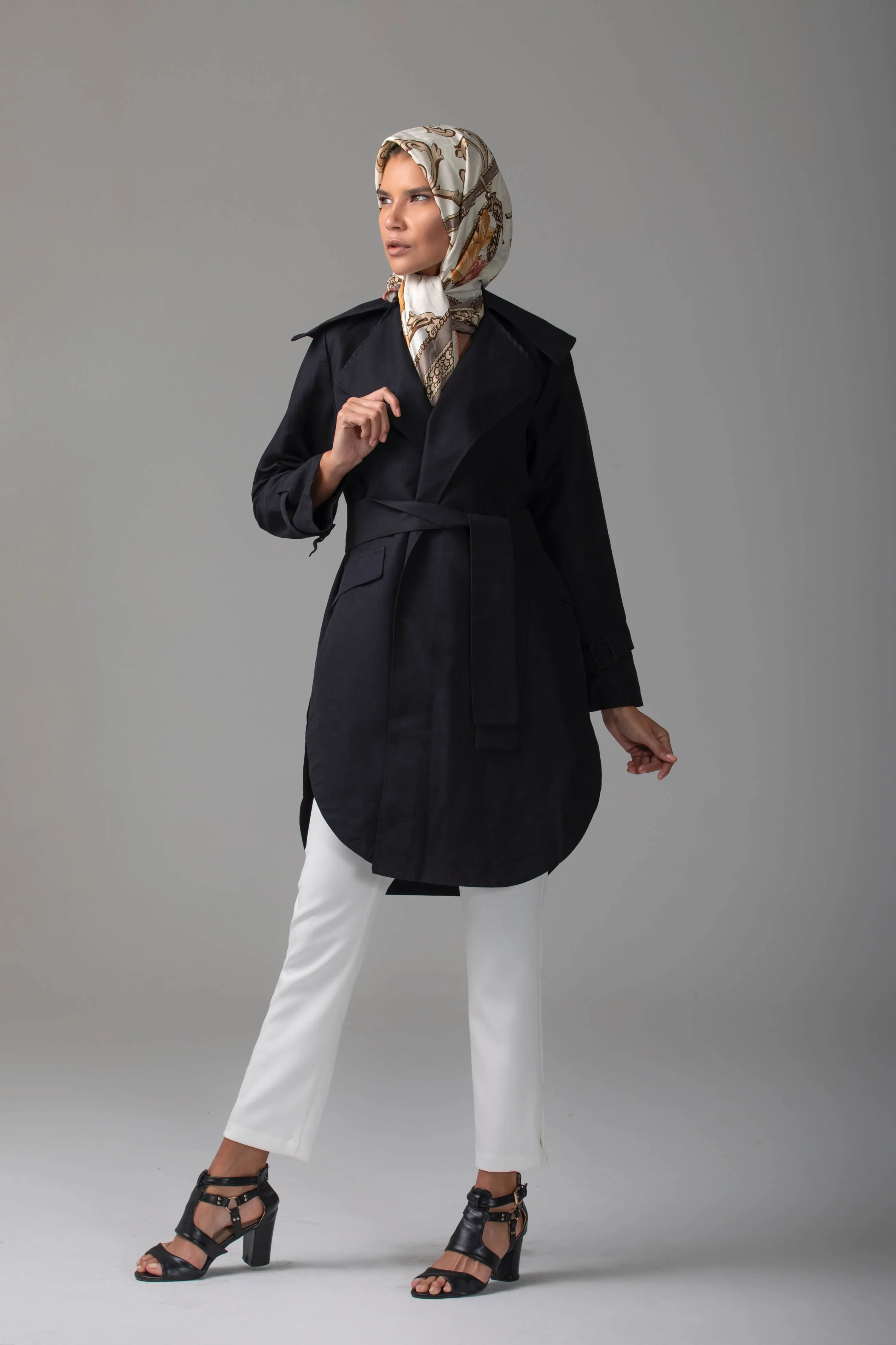 Maya Short Trench Coat | Black