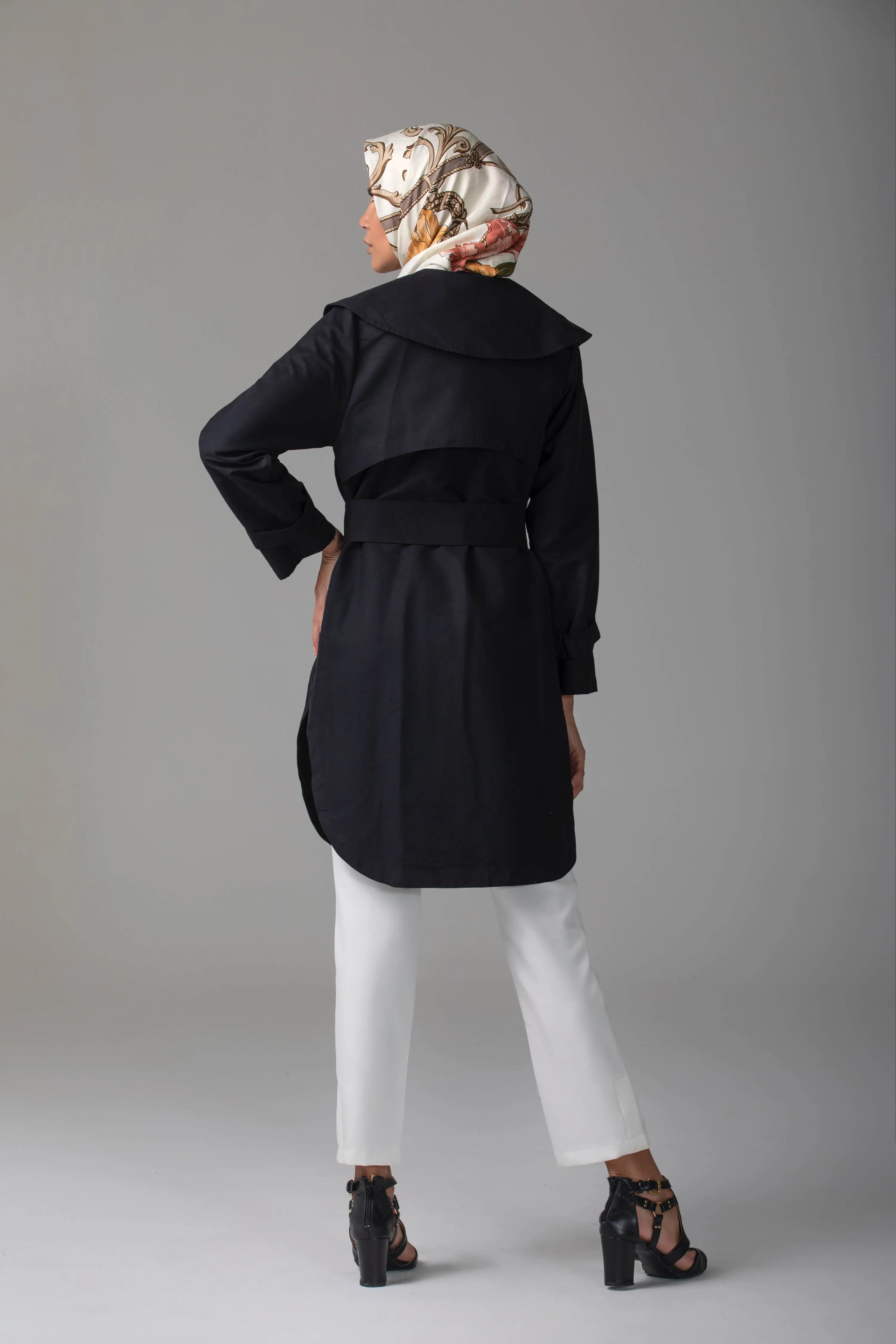 Maya Short Trench Coat | Black