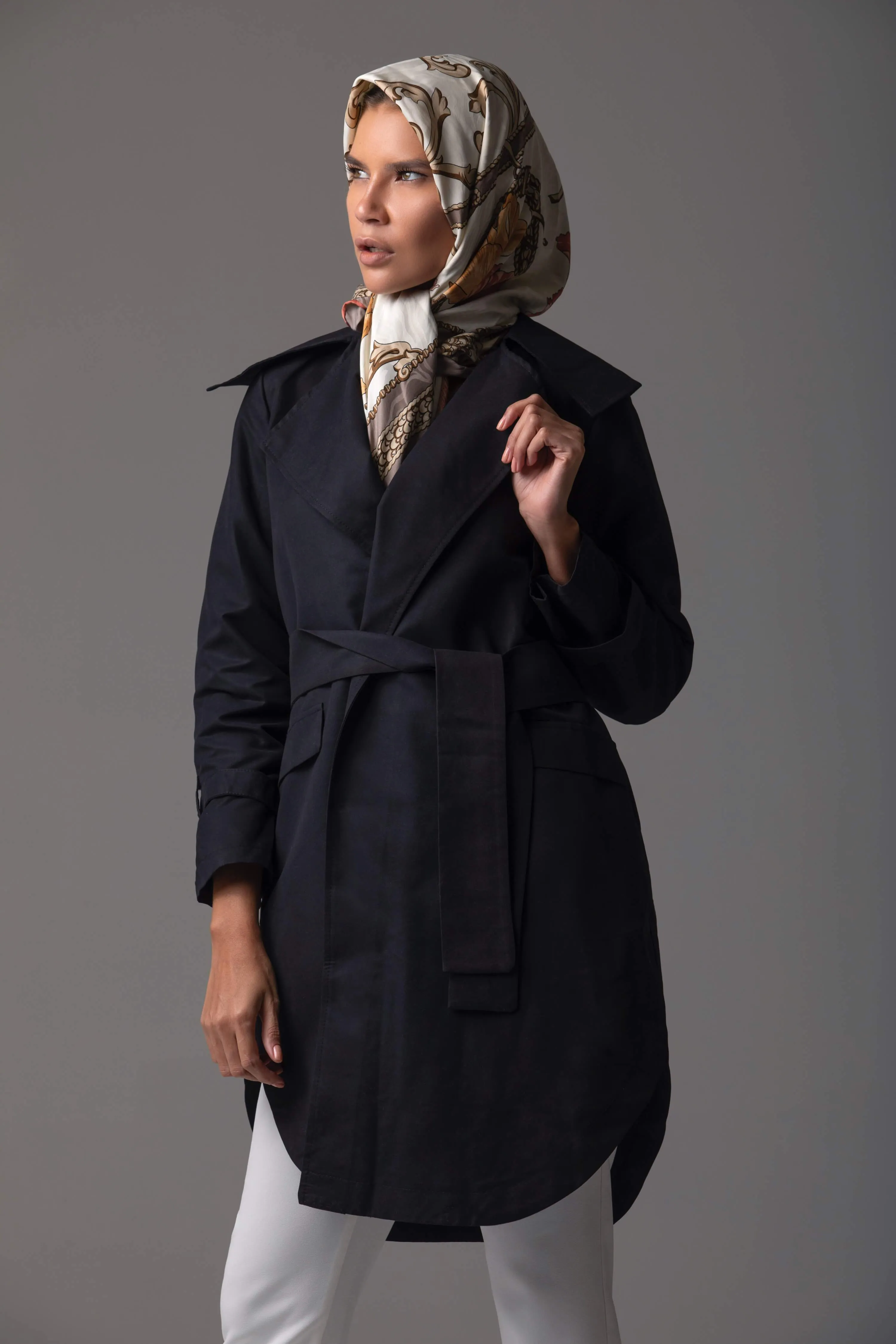 Maya Short Trench Coat | Black