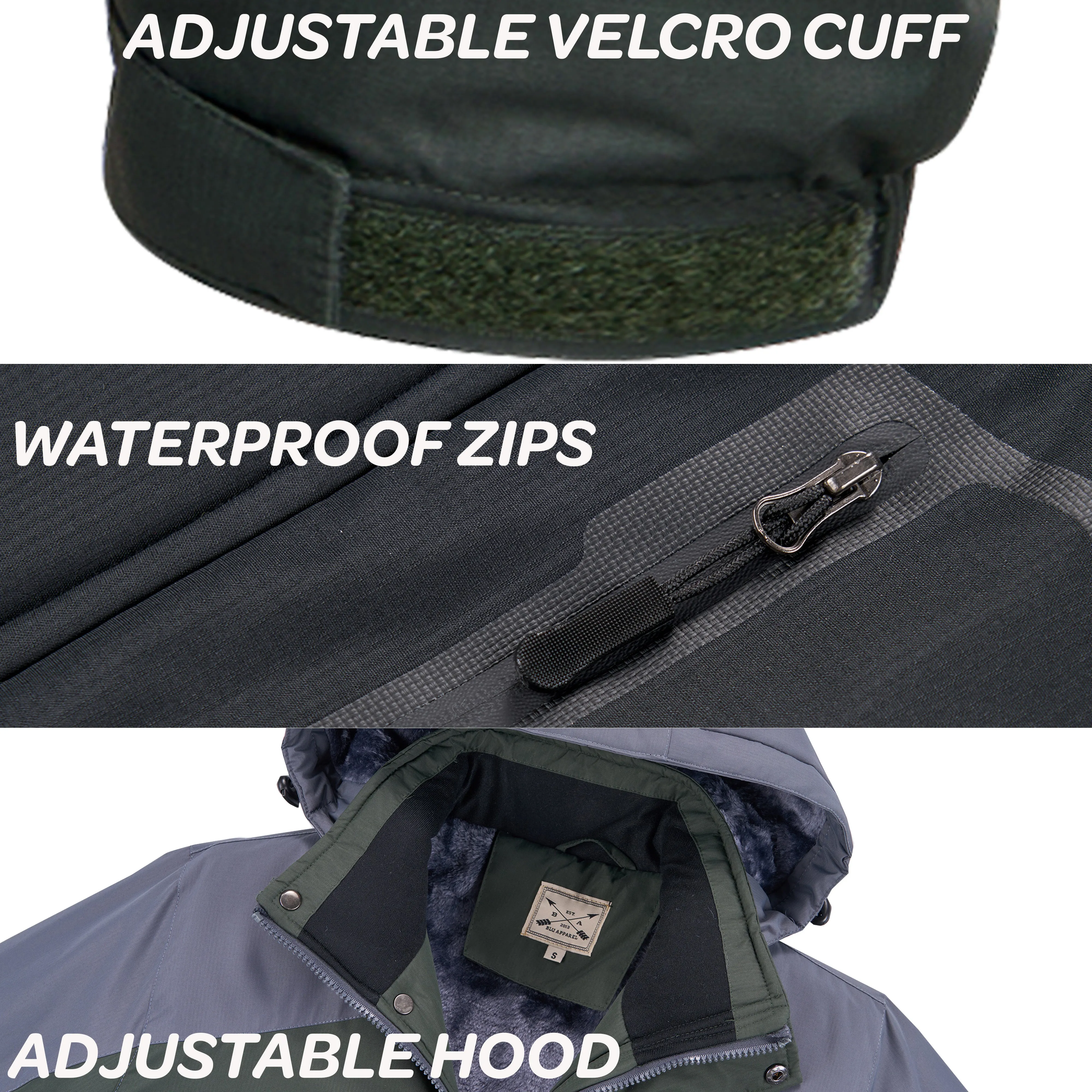 Men’s Fleece Lined Winter Coat - Army Green