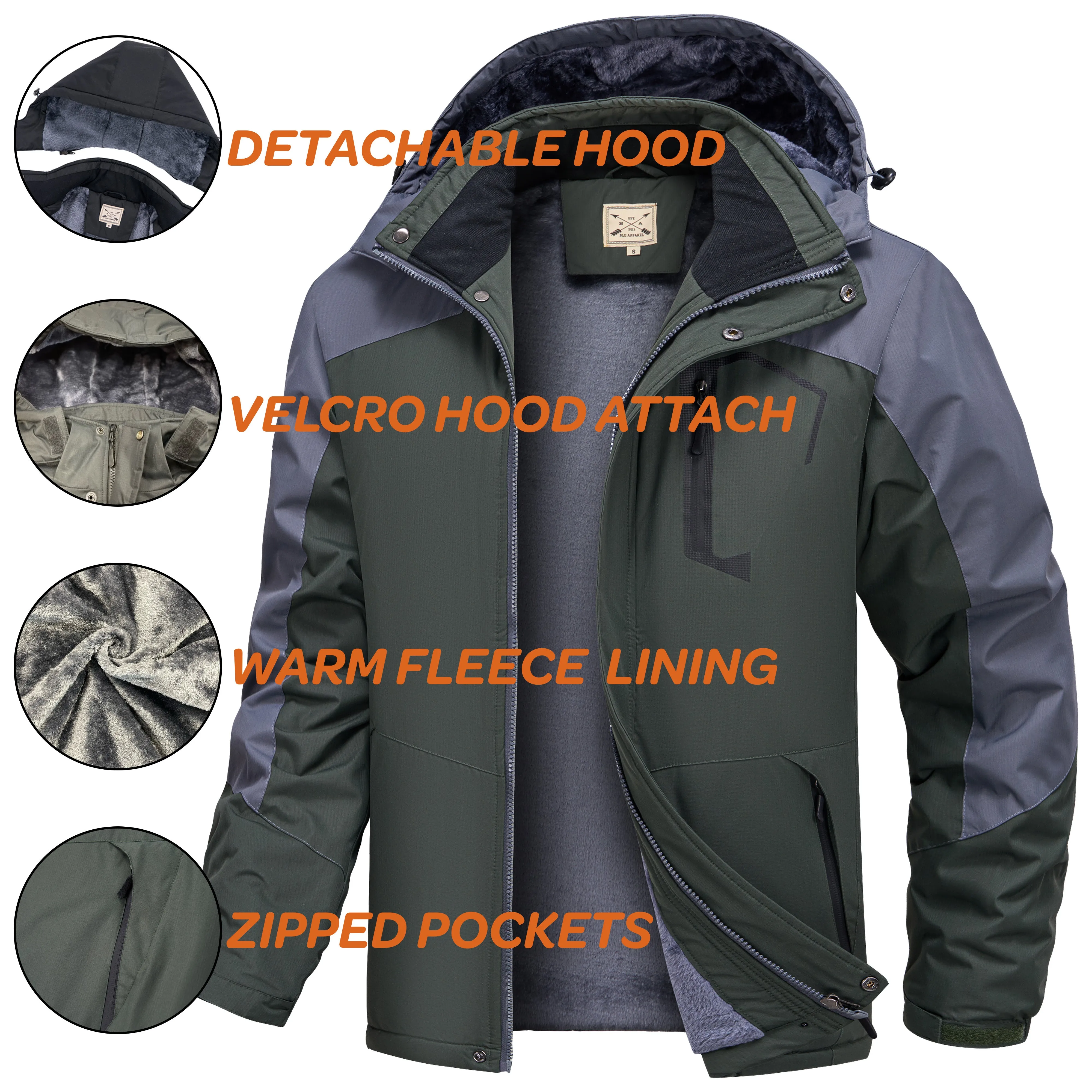 Men’s Fleece Lined Winter Coat - Black