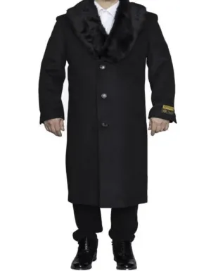 Mens Overcoat Charcoal Grey Dress Full Length Wool Dress Top Coat