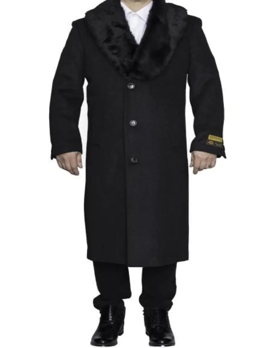 Mens Overcoat Charcoal Grey Dress Full Length Wool Dress Top Coat