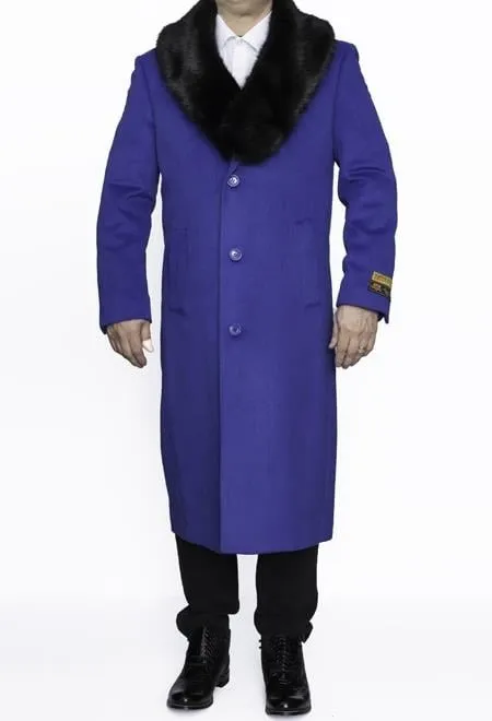 Mens Overcoat Royal Blue Dress Coat on Sale