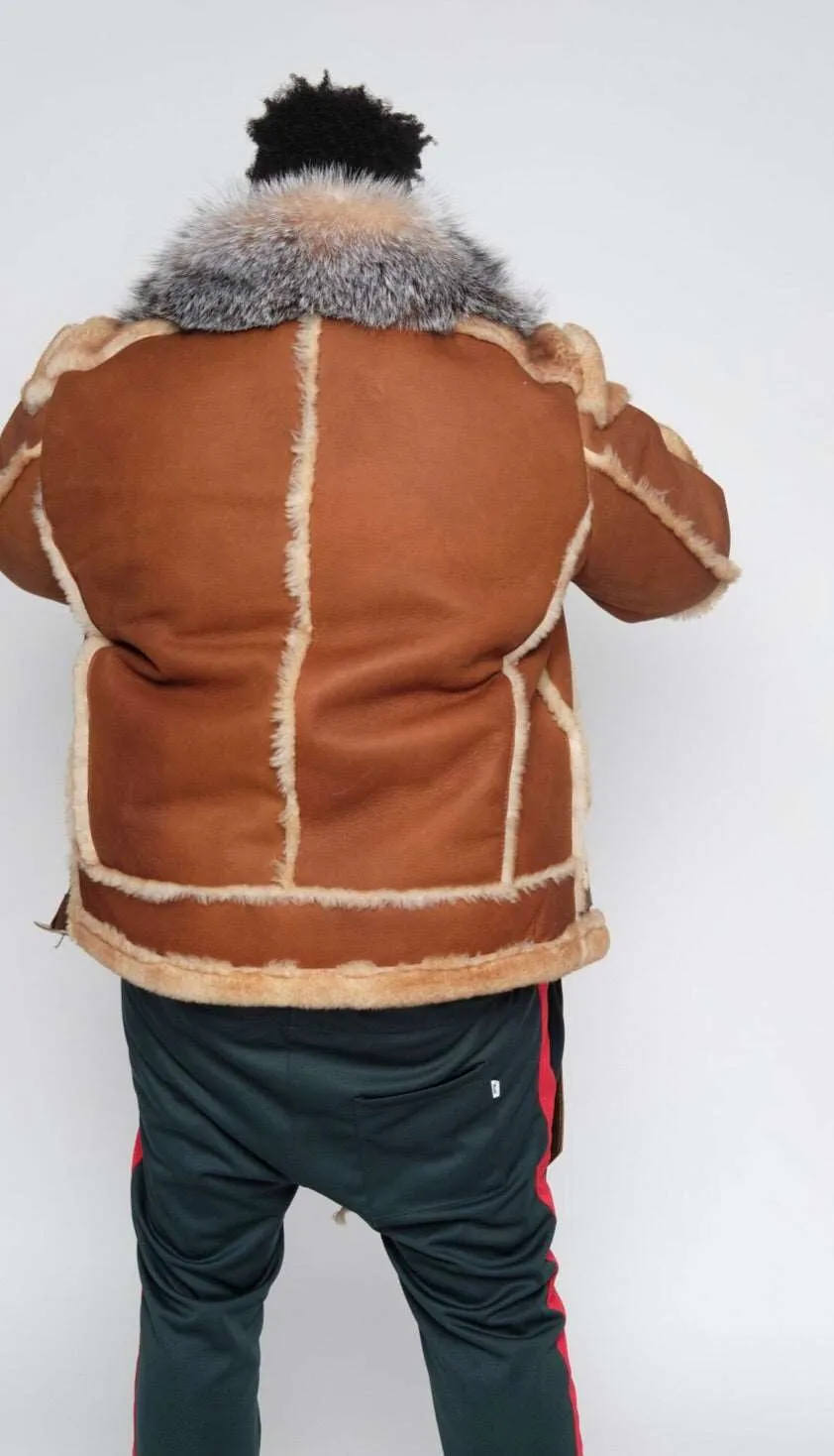Men's Tan Custom Made Biker Shearling