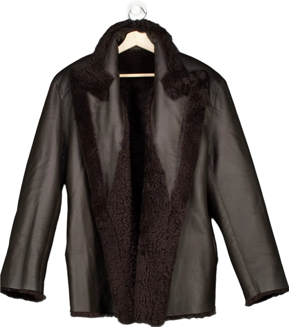Mentlova Brown Shearling Leather Coat EU 36