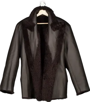 Mentlova Brown Shearling Leather Coat EU 36