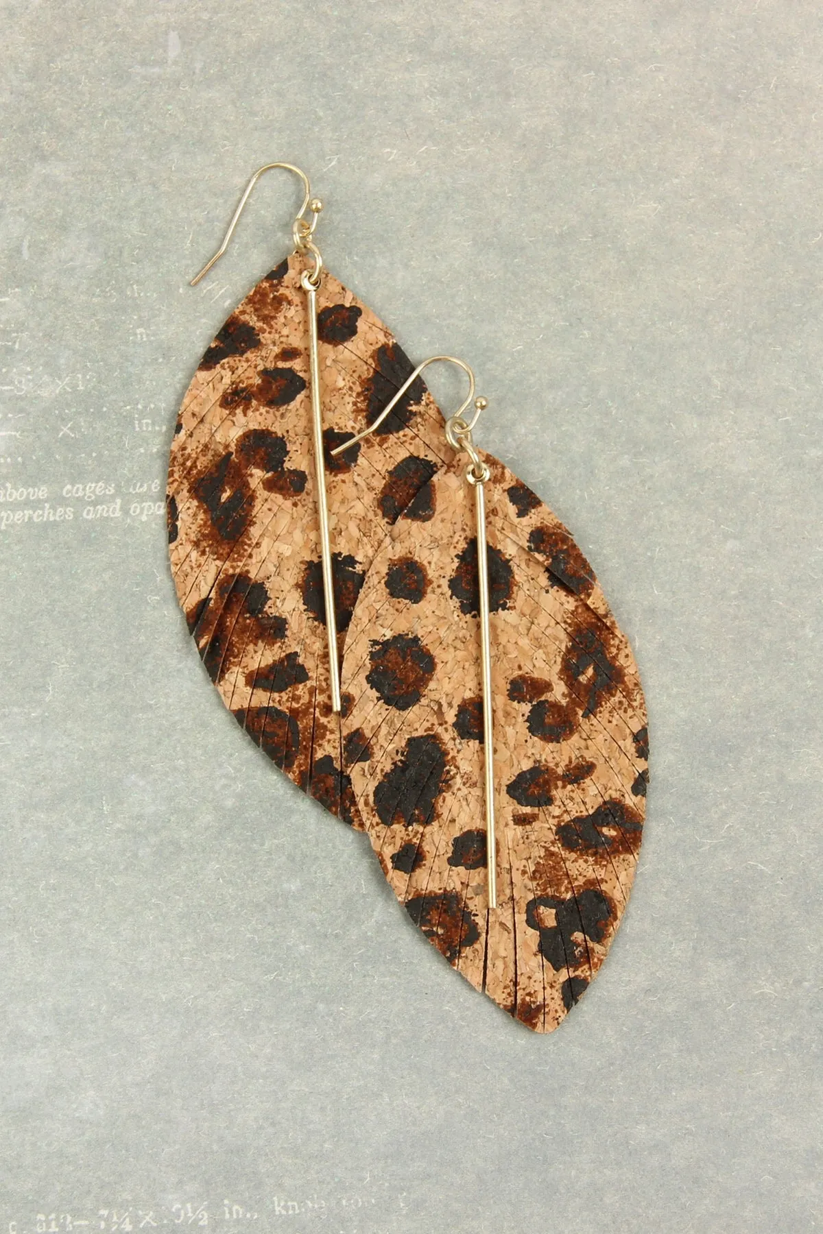 Metal Cork Pattern Animal Fringe Marquise Earrings