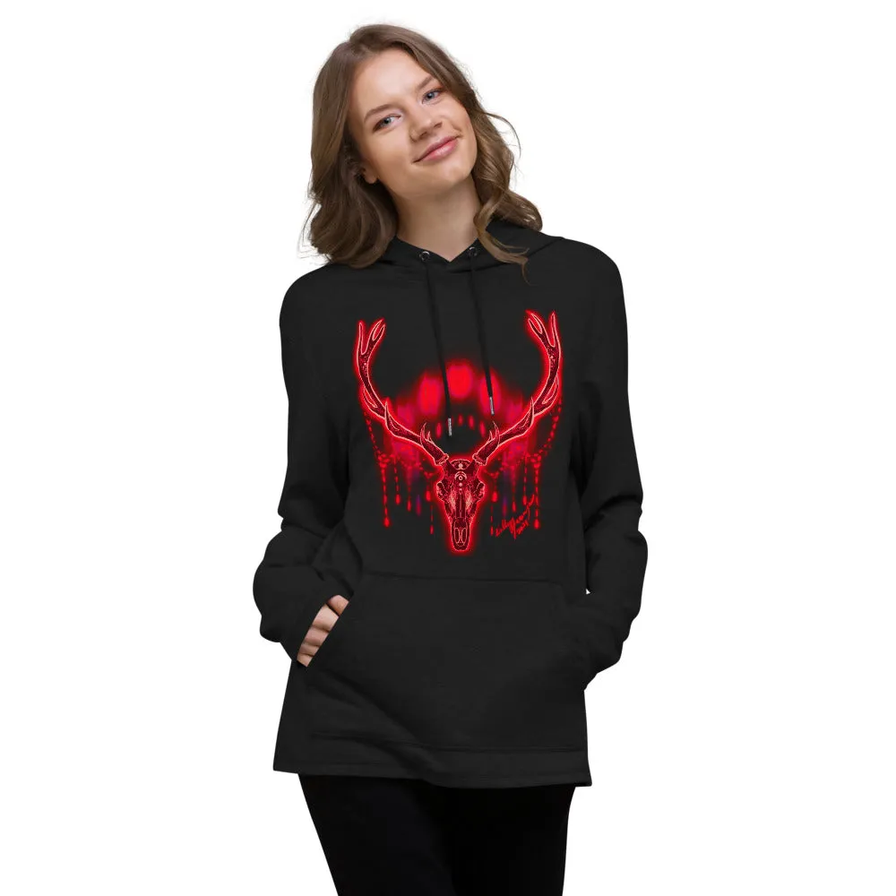 Moon Deer Red Unisex Lightweight Hoodie