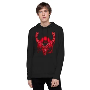 Moon Deer Red Unisex Lightweight Hoodie