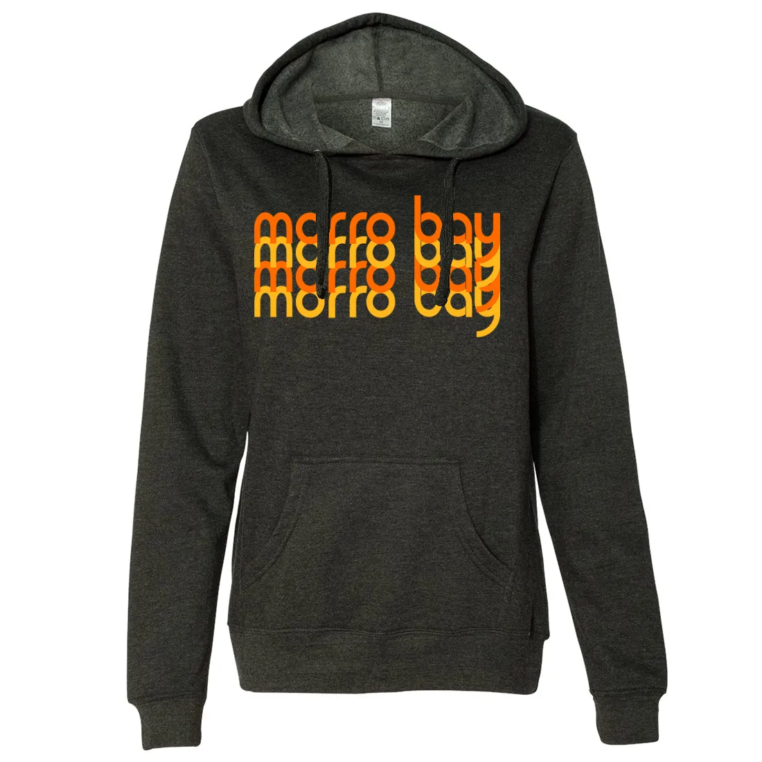 Morro Bay Sunset Stack Ladies Lightweight Fitted Hoodie