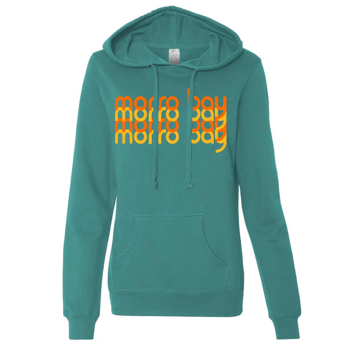 Morro Bay Sunset Stack Ladies Lightweight Fitted Hoodie