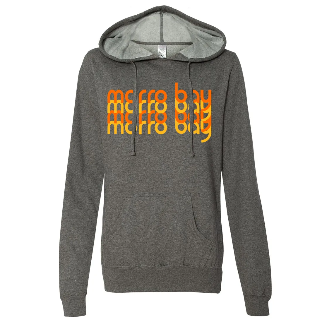 Morro Bay Sunset Stack Ladies Lightweight Fitted Hoodie