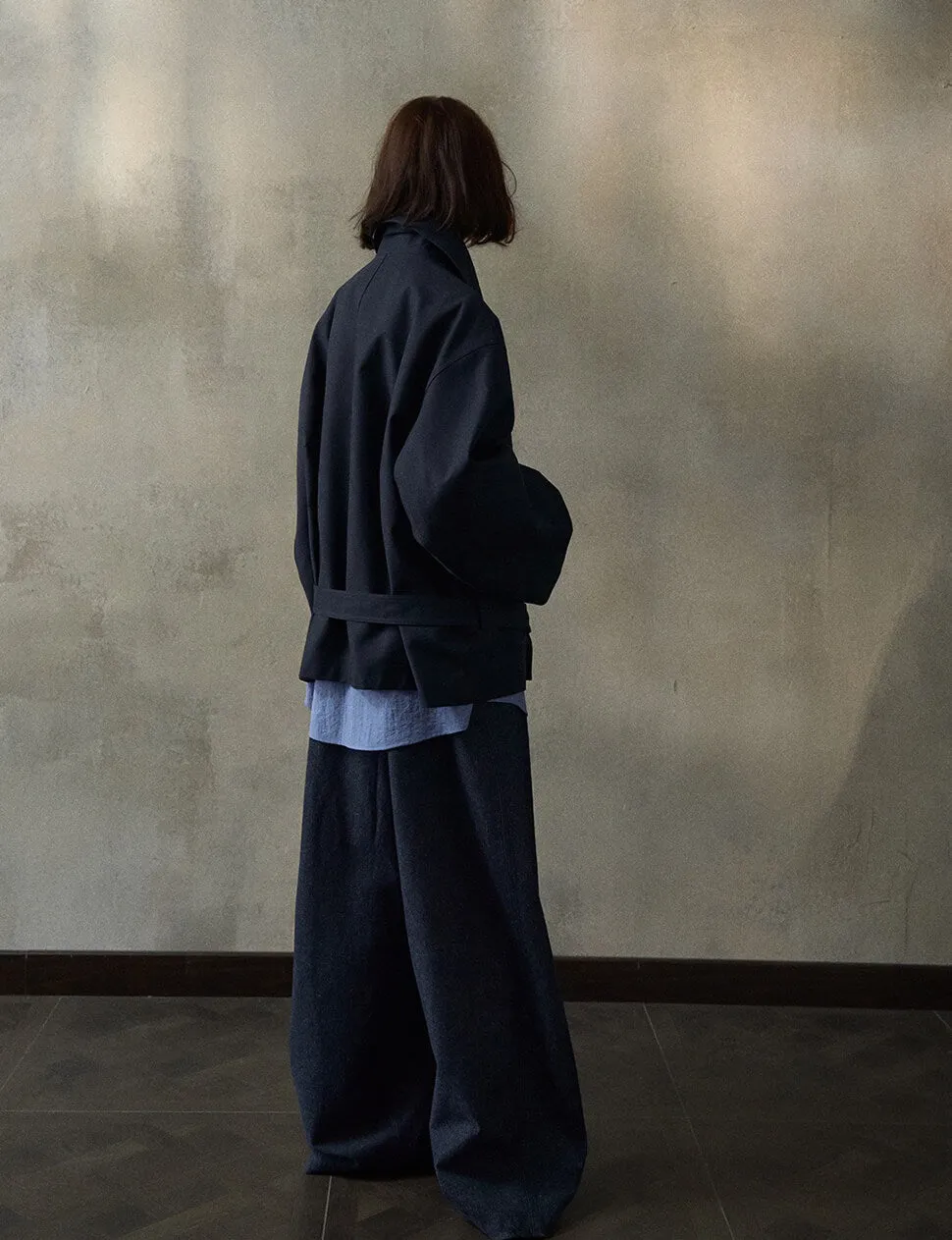Navy Crop Trench Jacket -PREORDER