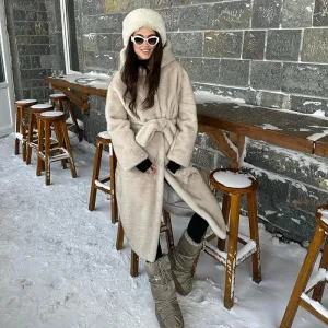 Neo Mint Belted Mink Fur Overcoat