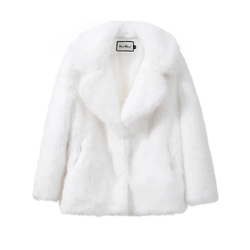 Neo Mint Women Winter 2024 High Quality Luxury Faux Fur Coat Thicken Warm Overcoat Outerwear Hot Girls Solid Long Fox Fur Jacket