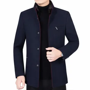 New Winter Men Stand Collar Cashmere Trench Coats Business Casual Woollen Blends Quality Male Long Jackets Overcoats Size 4XL