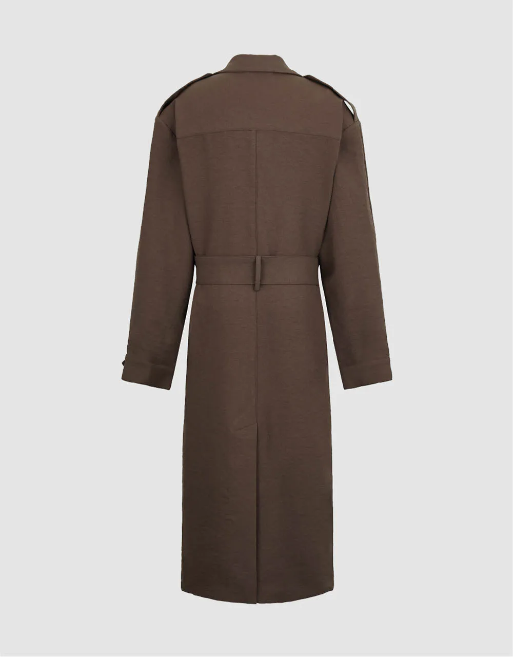 Notch Lapel Trench Coat With Belt
