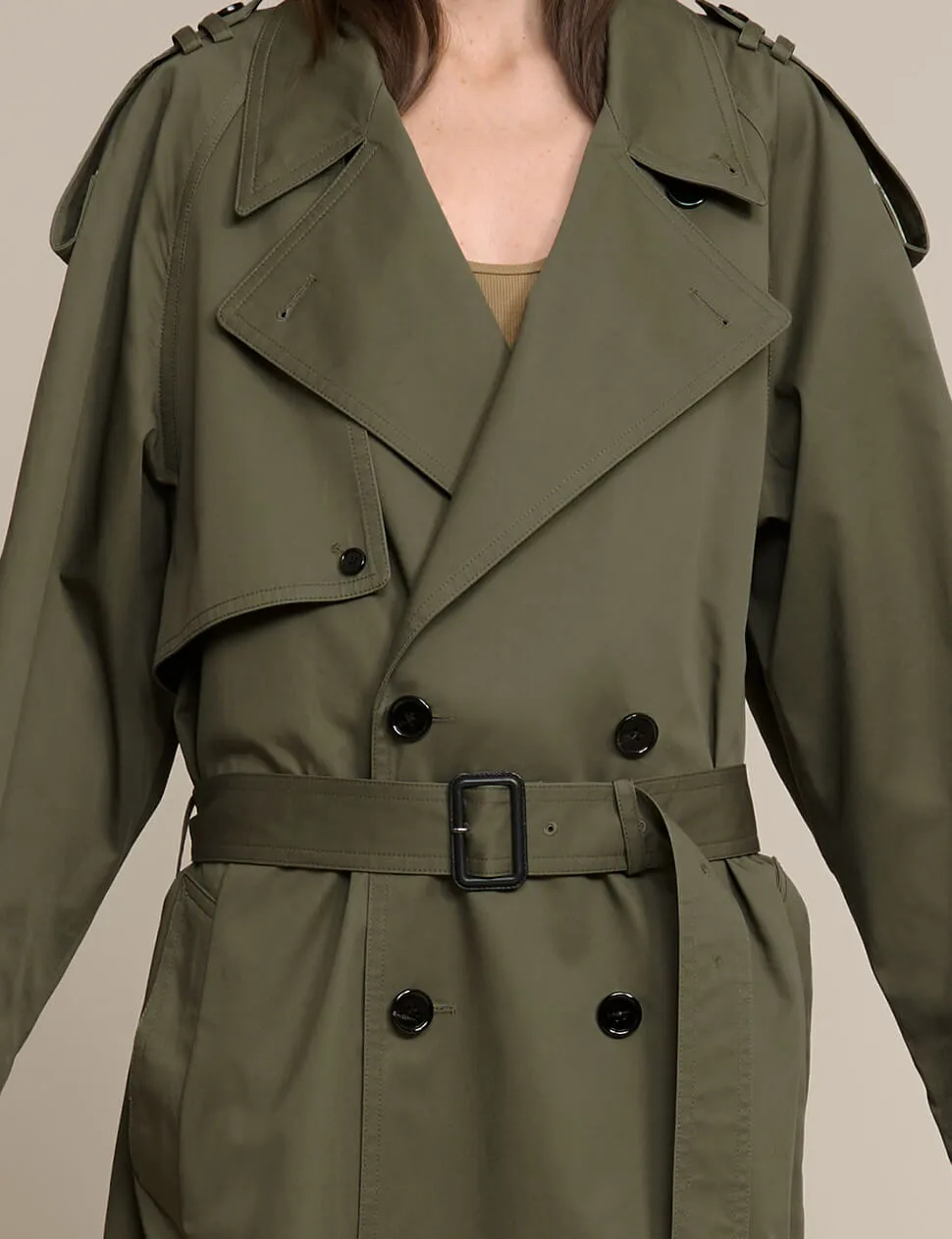 Olive Oversized Trench Jacket