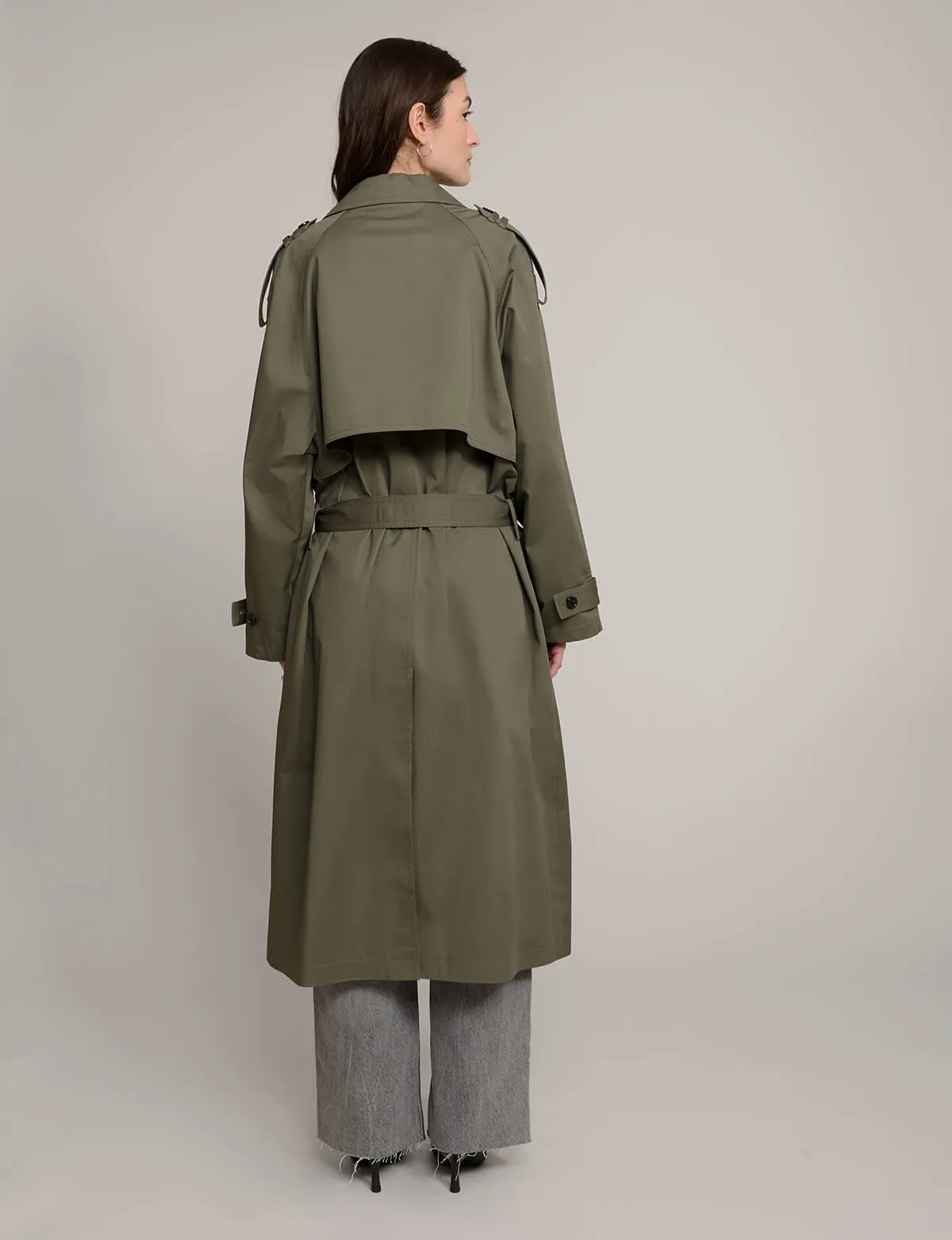 Olive Oversized Trench Jacket
