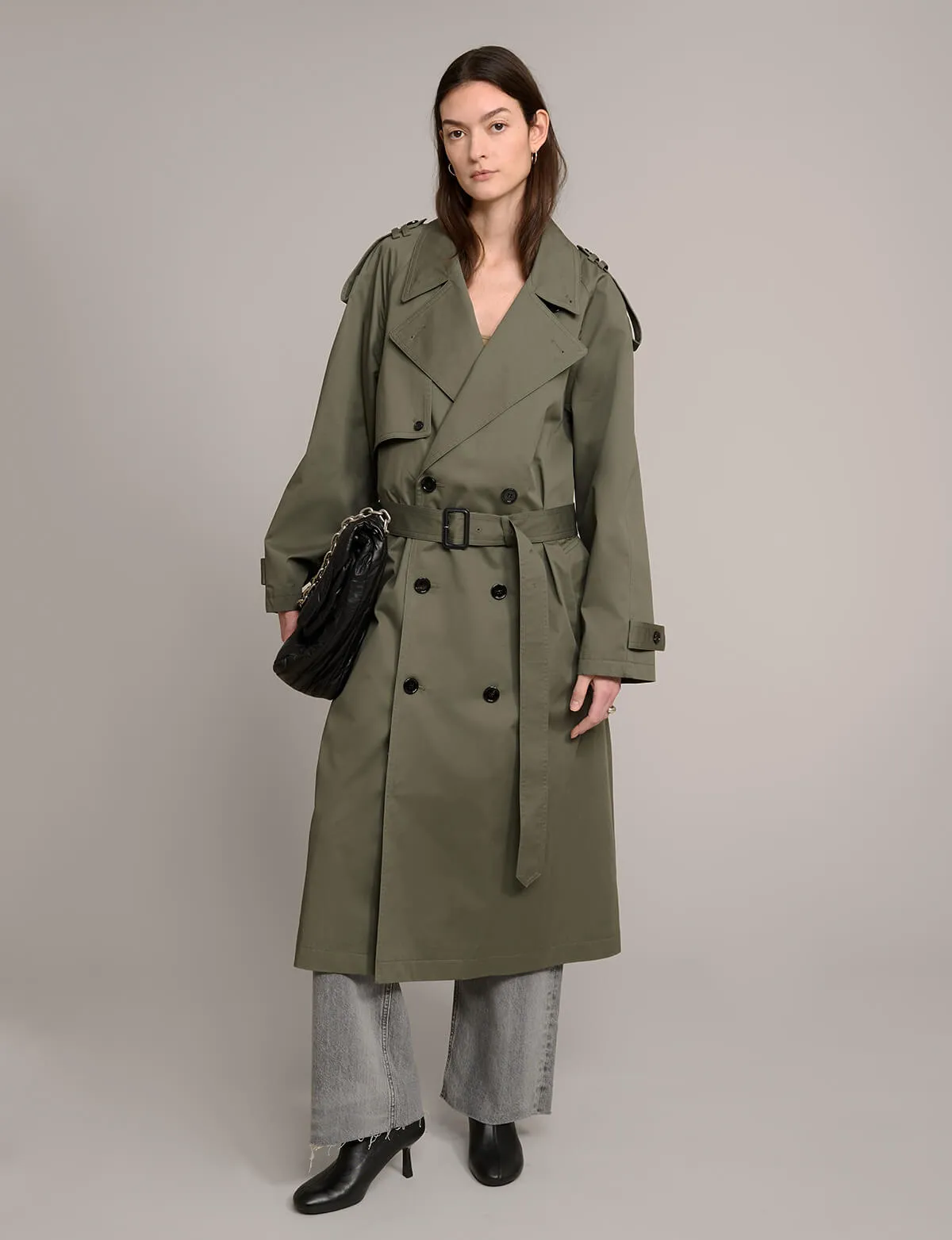 Olive Oversized Trench Jacket