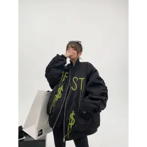 Oversized Embroidery Bomber Jacket