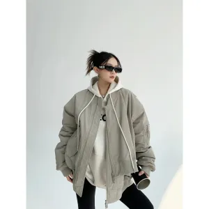 Oversized Hooded Bomber Jacket