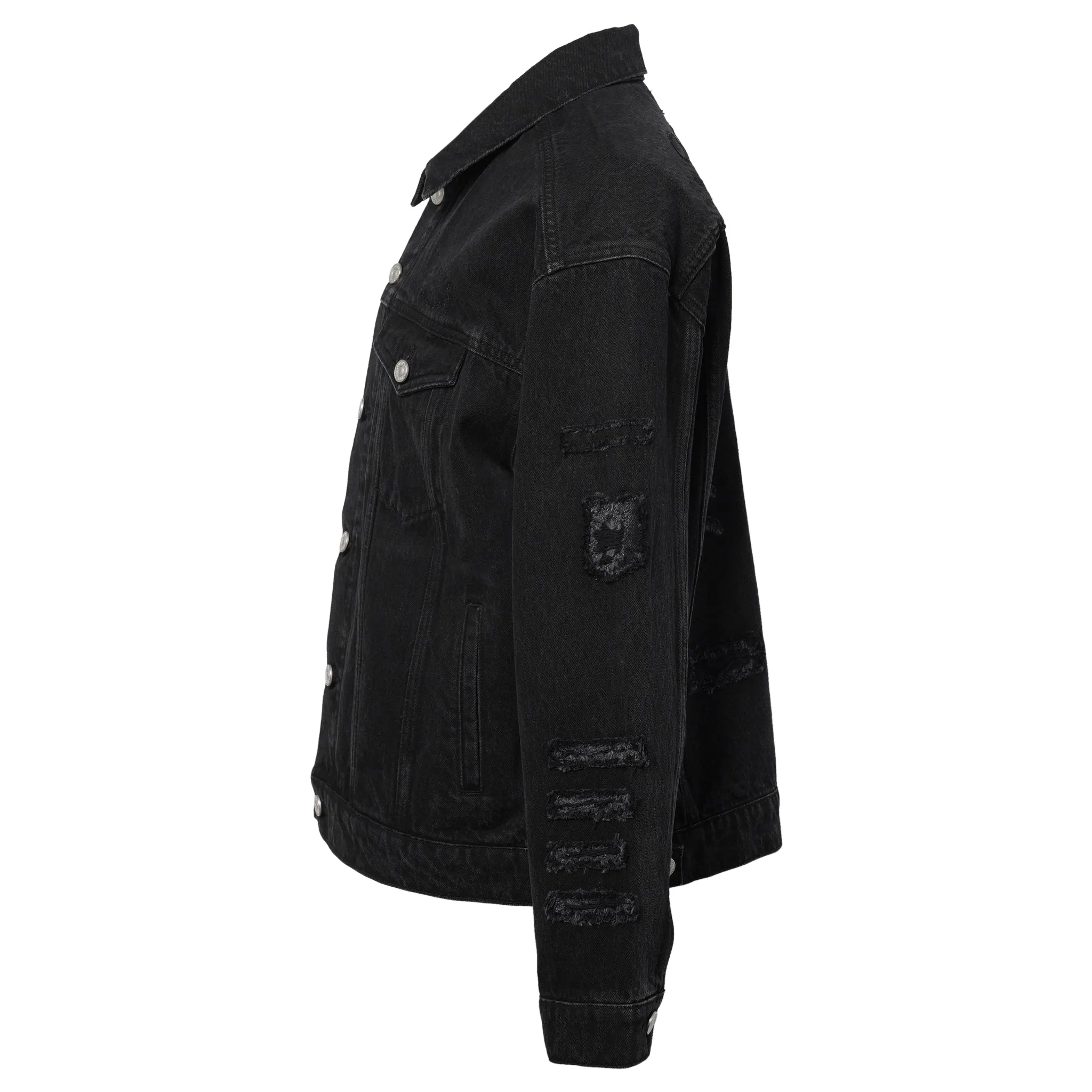 OVERSIZED PATCHED DENIM JACKET / BLACK