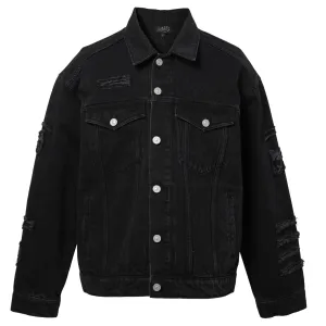 OVERSIZED PATCHED DENIM JACKET / BLACK