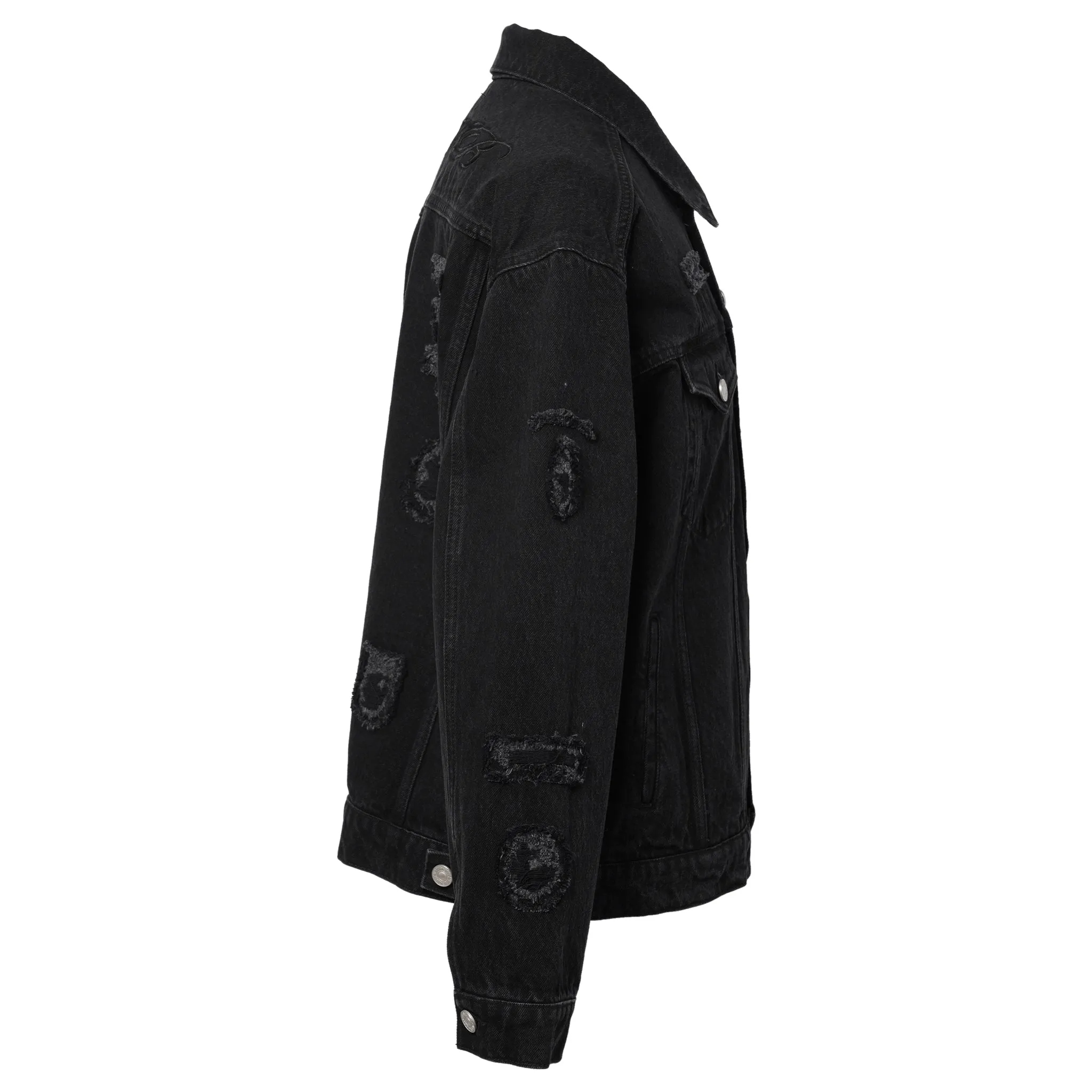 OVERSIZED PATCHED DENIM JACKET / BLACK