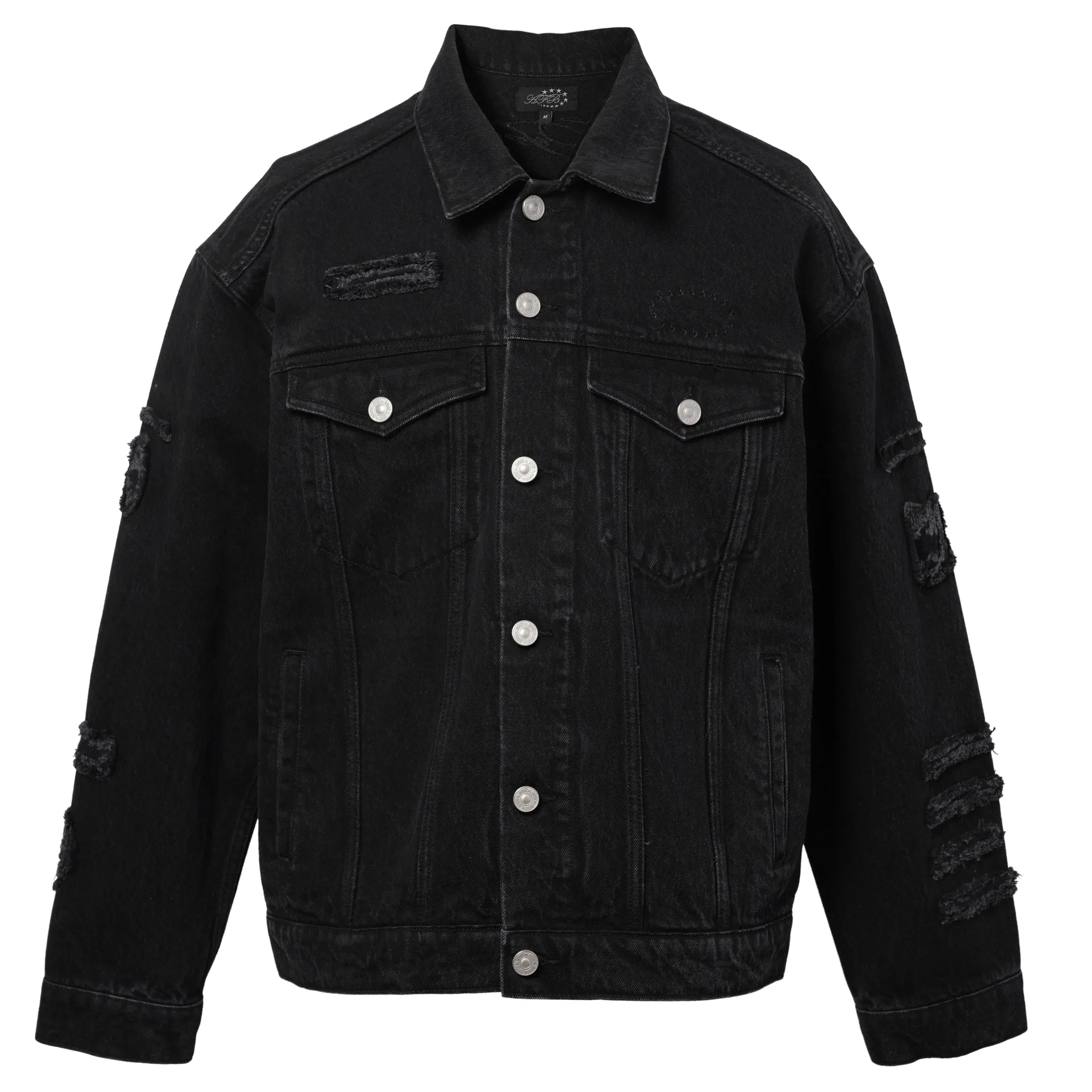 OVERSIZED PATCHED DENIM JACKET / BLACK