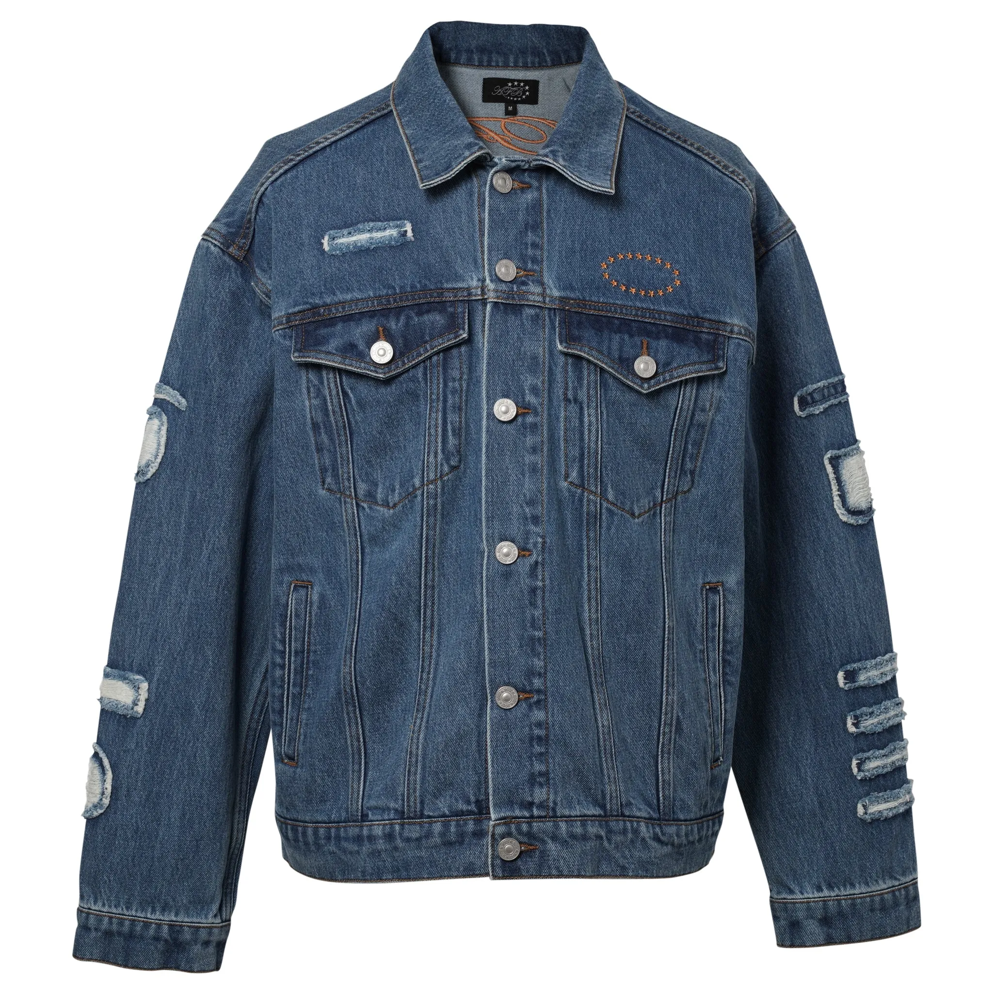 OVERSIZED PATCHED DENIM JACKET / BLUE