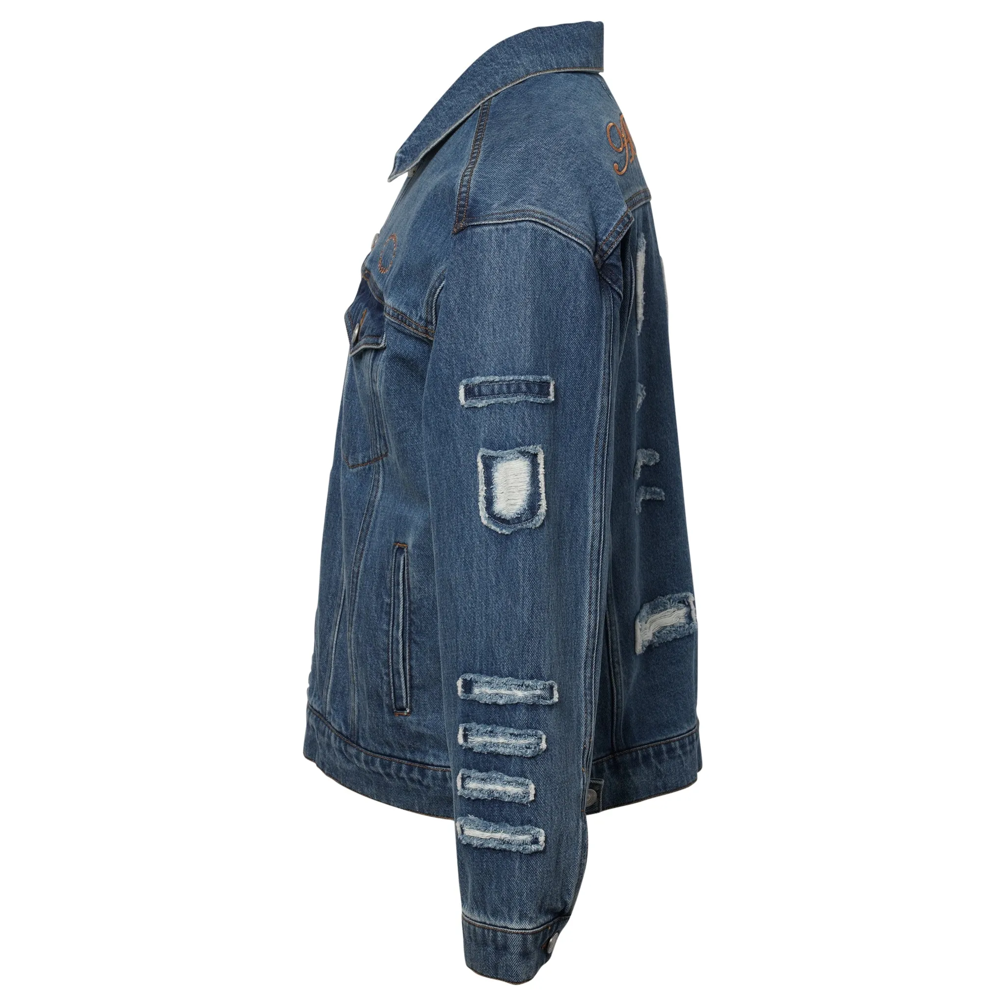 OVERSIZED PATCHED DENIM JACKET / BLUE
