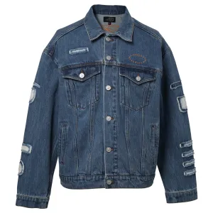OVERSIZED PATCHED DENIM JACKET / BLUE