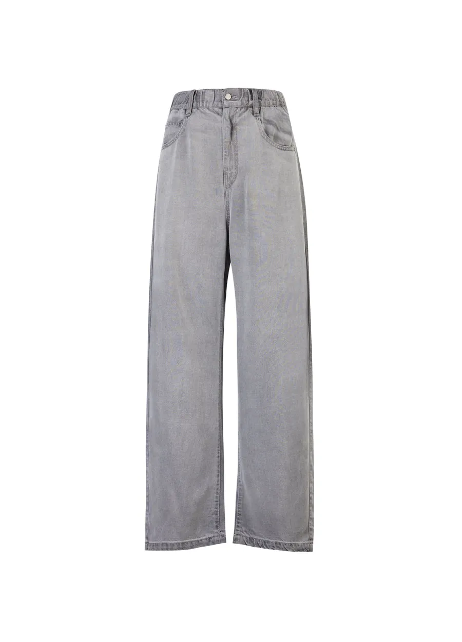 Pants / JNBY Twill Tencel Washed Elastic Waist Denim Trousers