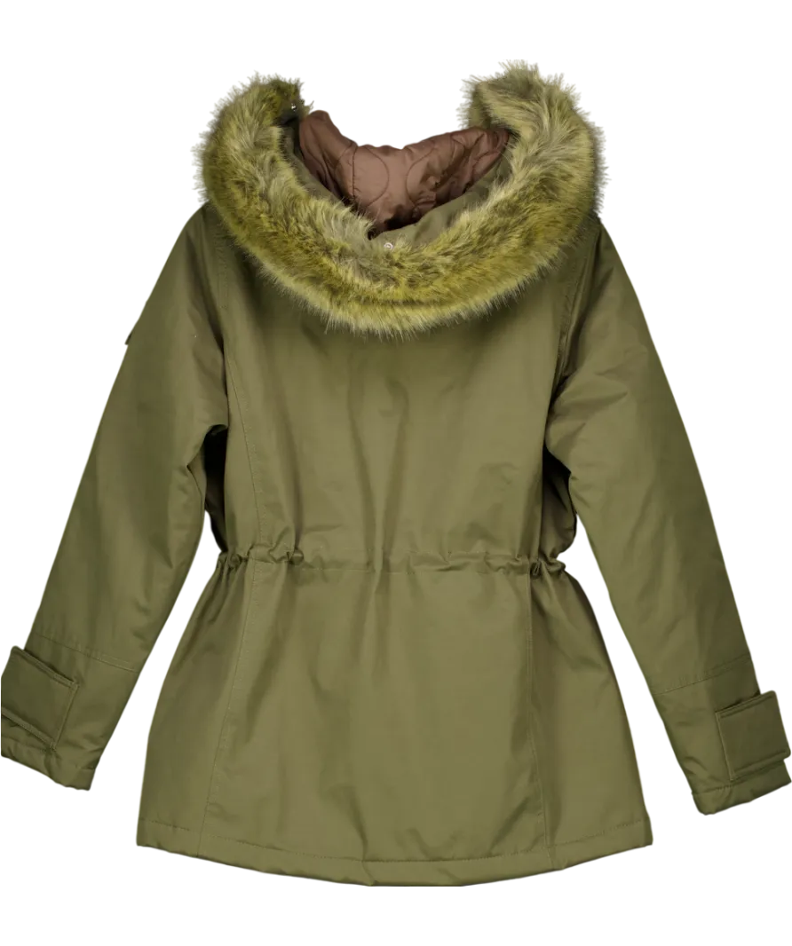 Parka London Green Farringdon Mid-length Faux Fur Parka UK L