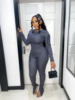 Patched Denim Jumpsuit